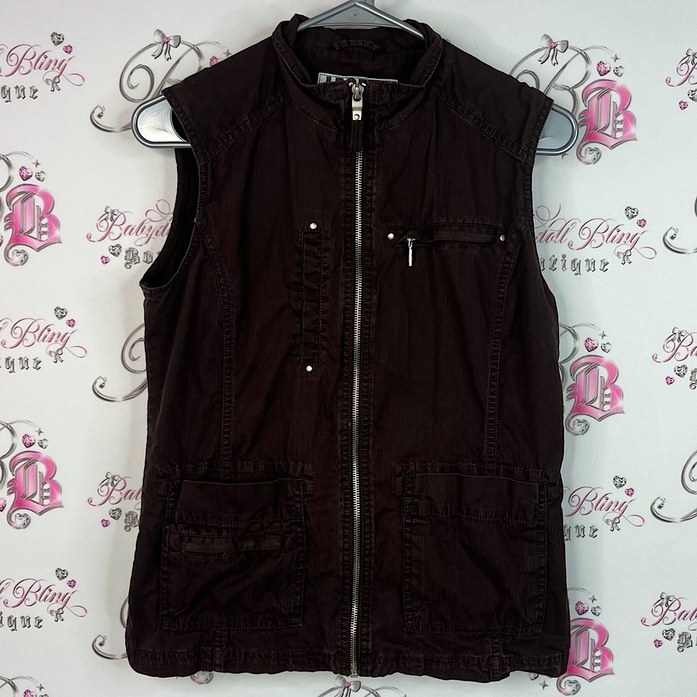 Legend Cecil of eternity vest zip up silver Dark Brown Sleeveless Vest